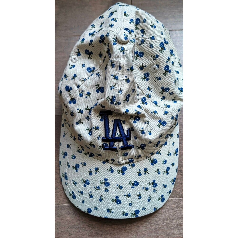 New Era 9TWENTY Womens LA Dodgers Floral Baseball Cap Hat Cream Blue Adjustable